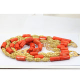 Nigerian Coral Beads with Dubai Gold plated Embelishment Bridal Wedding Party Set UK