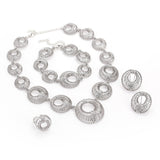 Round Netted Fashion Silver Costume Jewelry Necklace Earring Bracelet Set