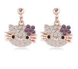 beautiful cat stud earrings for girls flower 18k rose gold plated Brown - PrestigeApplause Jewels 
