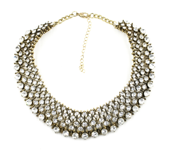 Stunning Gold plated Royal Statement Crystal Collar Fashion Necklace