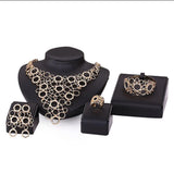 Beautiful Netted Gold Plated Necklace Earring Bracelet Rings Jewellery Sets Beautiful