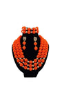 African Nigerian Coral 3 Layers with Ball Beads Jewelry Set