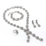 Silver Double Tear Costume Fashion Party Necklace Jewellery Set