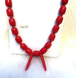 Igbo Elephant Tusk Red Coral Groom men African Beads Jewellery Set