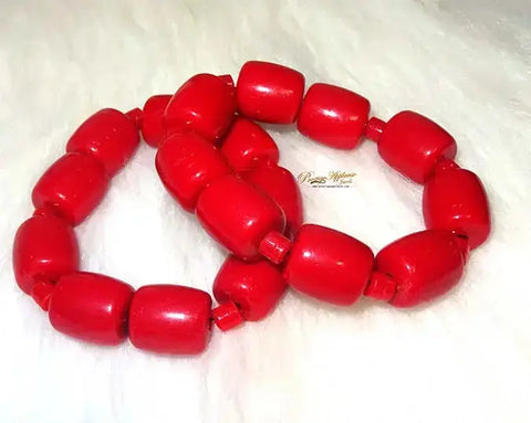 Igbo Elephant Tusk Red Coral Groom men African Beads Jewellery Set
