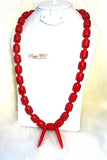 Igbo Elephant Tusk Red Coral Groom men African Beads Jewellery Set