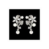 Crystal Vintage Inspired Leaves and Pearl Wedding Earrings - PrestigeApplause Jewels 