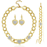 Romantic Imitated CZ Jewelry Sets For Women Heart Love Statement Necklace set