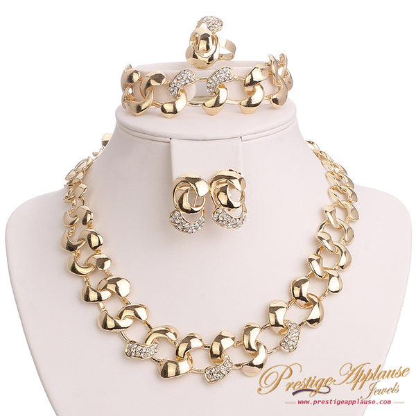 Gold plated Necklace Earring Bracelet Rings Jewellery Sets