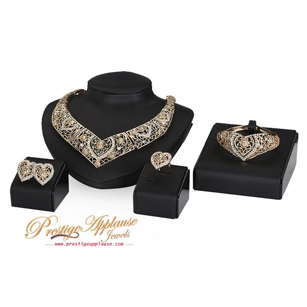 Gold Plated Necklace Earring Bracelet Rings Jewellery Sets