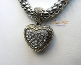 Silver Bold Crystal Love Heart Pendant Necklace With Silver Broad Chain Jewellery - PrestigeApplause Jewels 