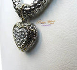 Silver Bold Crystal Love Heart Pendant Necklace With Silver Broad Chain Jewellery - PrestigeApplause Jewels 