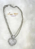 Sterling Silver Diamond Clustered Heart Shape Pendant With  Multi-Chain Necklace/bridal Necklace - PrestigeApplause Jewels 