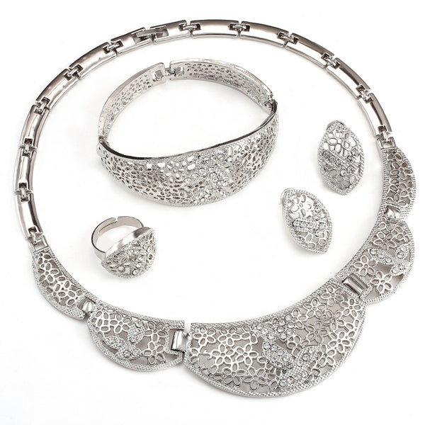Simply Fashion Silver Jewelry Necklace Earring Bracelet Set