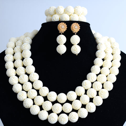 Flower Coral Beads Party Bridal Wedding African Costume Bead Jewelry Set