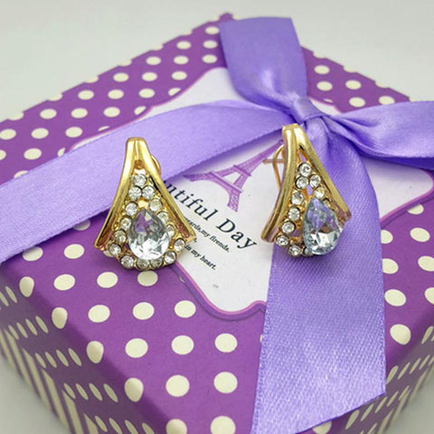 Beautifully Designed Statement Rhinestone Gold Plated Party Wedding Necklace Jewellery Set - PrestigeApplause Jewels 