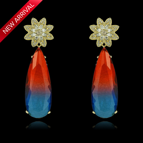 Red Mixed with Blue Dangle earrings from Top Designer