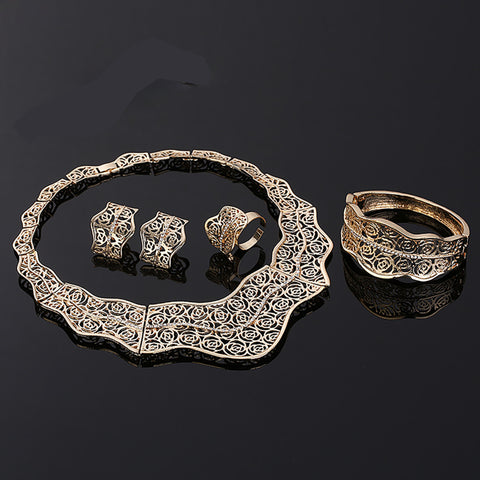 Stylish Choker Gold Plated African Costume Necklace Party Wedding Women Jewellery Set UK