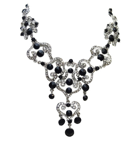 Elegant Black Prom Evening Necklace Set
