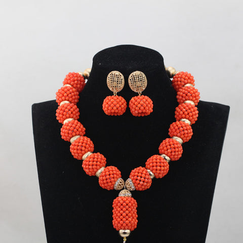Elegant Beautiful Choker Design African Nigerian Beads Necklace Bracelet Jewellery Set