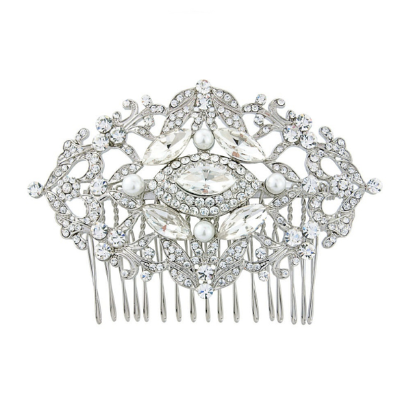Beautiful Crystal Vintage Diamante and Pearl Bridal Hair Comb