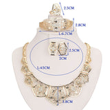 Elegant V Shape Gold Plated Necklace Party Wedding Women Jewellery Set